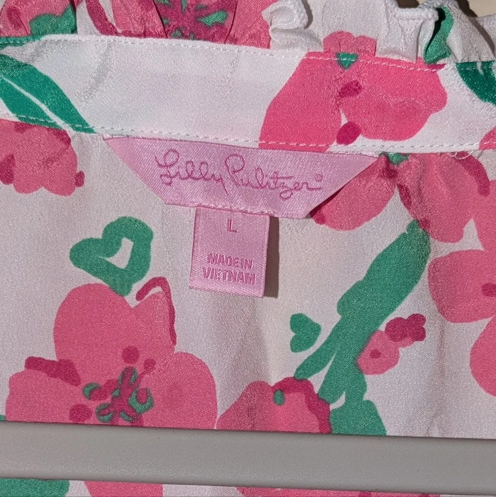Lilly Pulitzer Pink Floral Ruffle Blouse - Picture 7 of 7